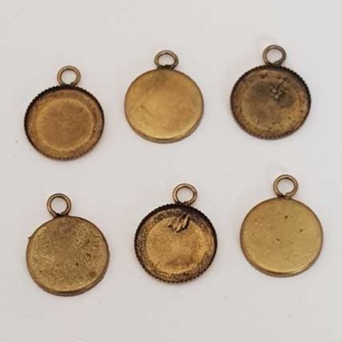 6 supports cabochons ronds 12 mm bronze métal argenté