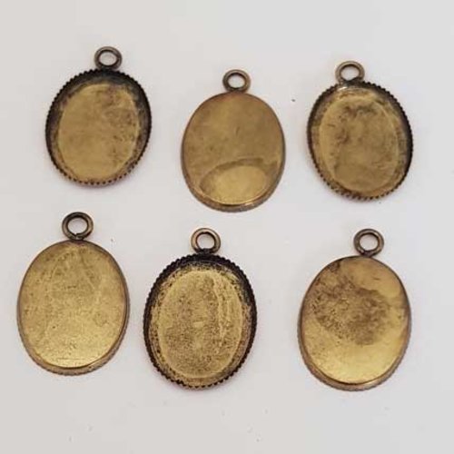 Lot support cabochon ovale de 13 x 18 mm bronze n°05 x 6 pièces