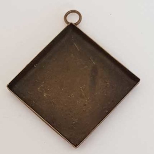 Support cabochon de 25mm carré bronze, pendentif cabochon n°04