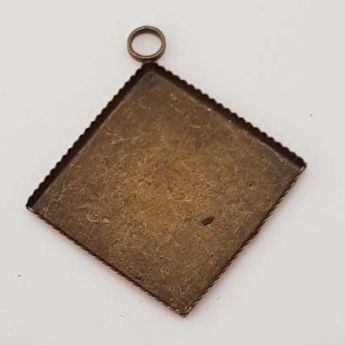 Support cabochon de 20mm carré bronze, pendentif cabochon n°05