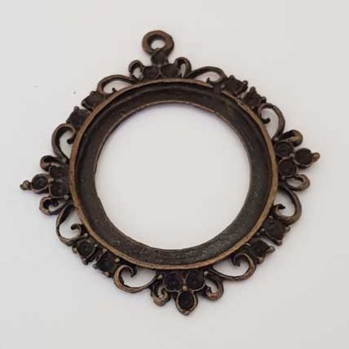 Support cabochon de 38 mm bronze, pendentif cabochon n°08
