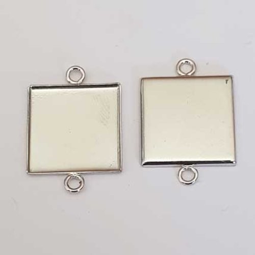 Support cabochon carré 25 x 25 mm n°02-2 anneaux connecteur