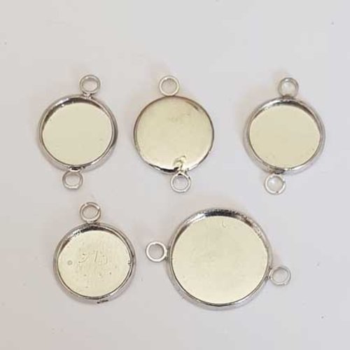 Lot 5 supports cabochons rond 12 et 16 mm n°02-1 et 2 anneaux connecteur