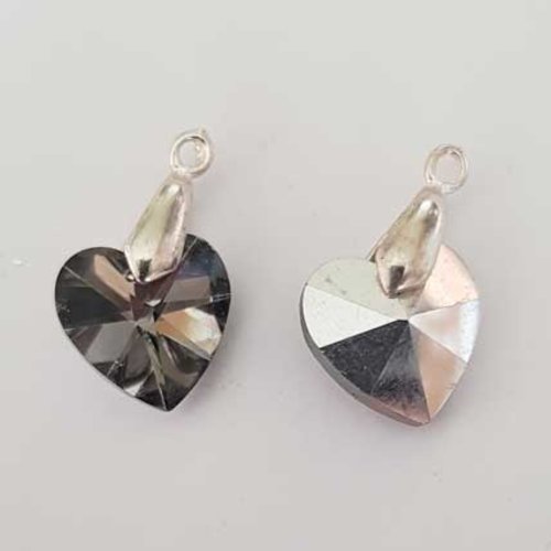 Breloque pendentif en verre facetté coeur n°02-02
