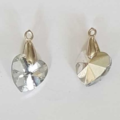 Breloque pendentif en verre facetté coeur n°02-01