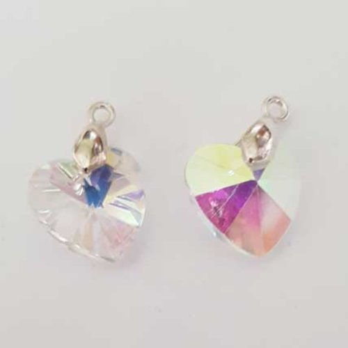 Breloque pendentif en verre facetté coeur n°02-03
