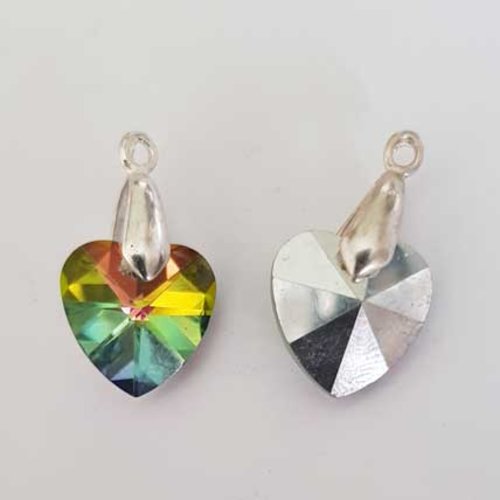 Breloque pendentif en verre facetté coeur n°02-05