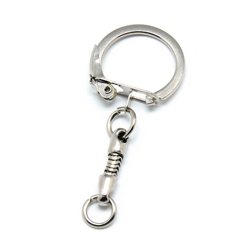 Anneau porte clés argenté en métal 5 cm