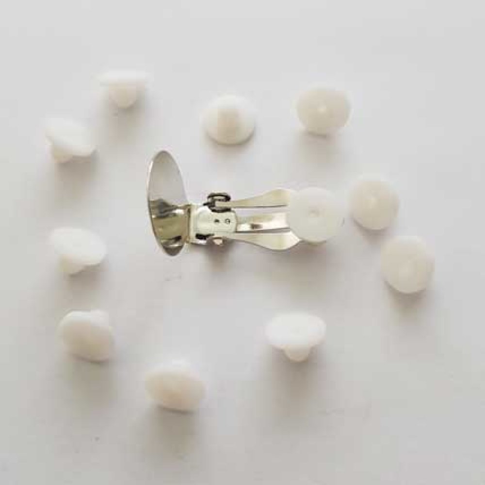 10 protections pour boucle d'oreille clips caoutchouc blanc - Un