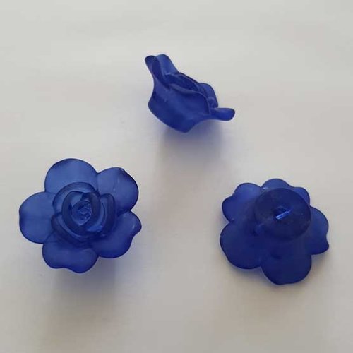 Fleur rose givré 25 mm bleu