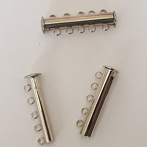 Fermoir aimanté multi rangs métal argenté 30 x 10 mm