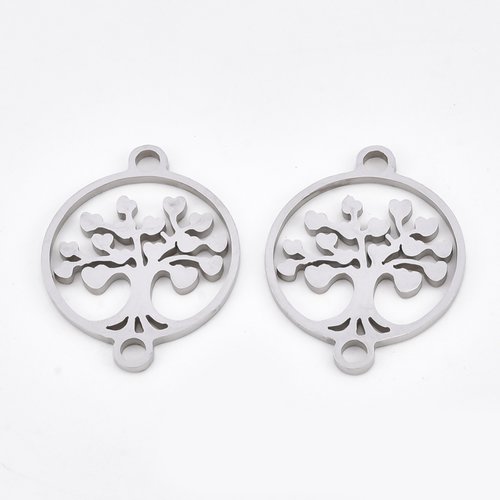 Connecteur pendentif breloque arbre de vie n°04 en acier inoxydable