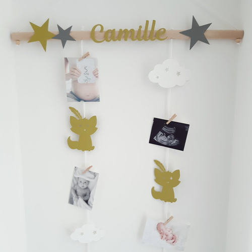 Coffret naissance, baby shower liste naissance porte photos chambre bébé  renard nuage étoiles