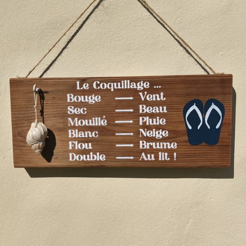 Baromètre humoristique en bois - tong - cadeau noël homme