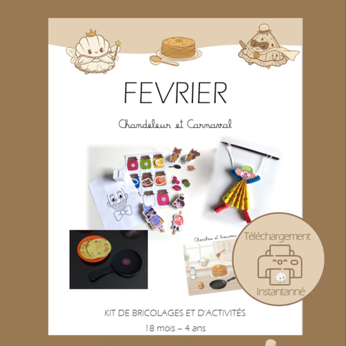 Kit d'activités et bricolages fevrier | chandeleur et carnaval |fiches pdf | idéal assistante maternelle, mam, crèche & maternelle