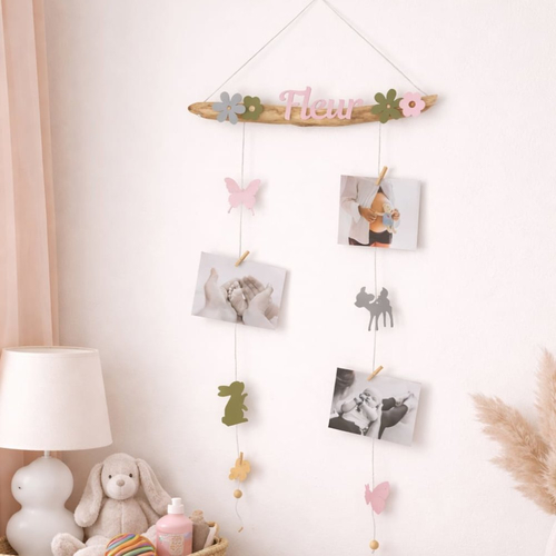 Porte photos papillon faon lapin fleurs