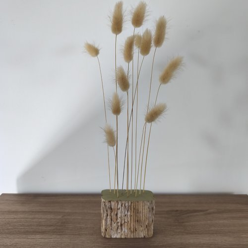 Déco naturelle bois flotté et fleurs séchées (queue de lapin)