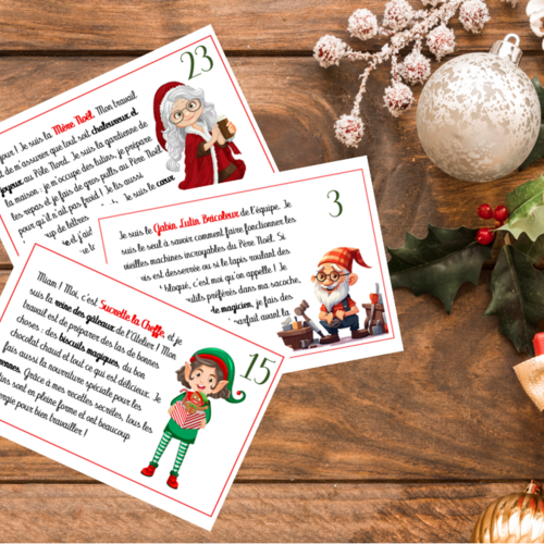Calendrier de l'avent les lettres des lutins / kit créatif (pdf à imprimer)