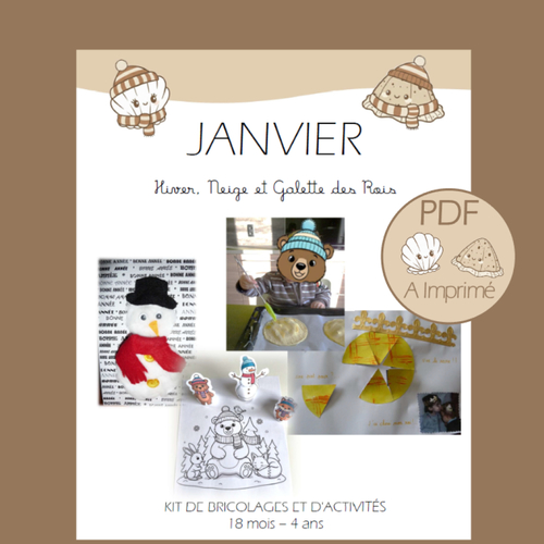 Kit d'activités et bricolages janvier | hiver & galette des rois |fiches pdf | idéal assistante maternelle, mam, crèche & maternelle