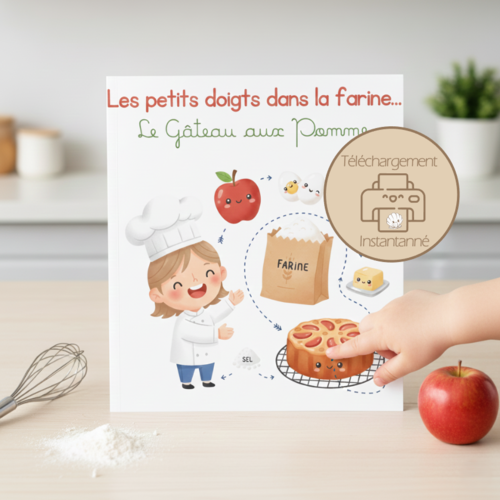 Livre interactif enfant : recette gâteau pommes (18 mois - 4 ans)