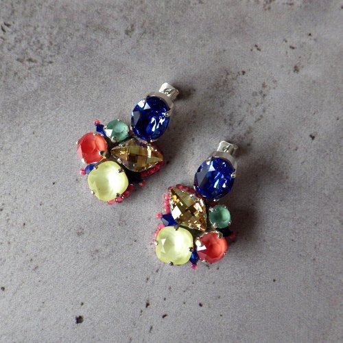 Boucles d'oreilles "sea & sun" combinaison de cristaux swarovski