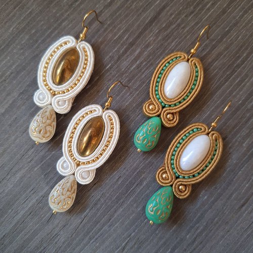 "justine" boucles soutache, verre et acier inox