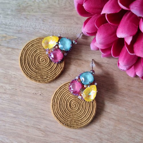 "paola" boucles soutache et cristaux swarovski