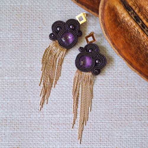 "leslie" boucles soutache, cristal swarovski et acier inoxydable
