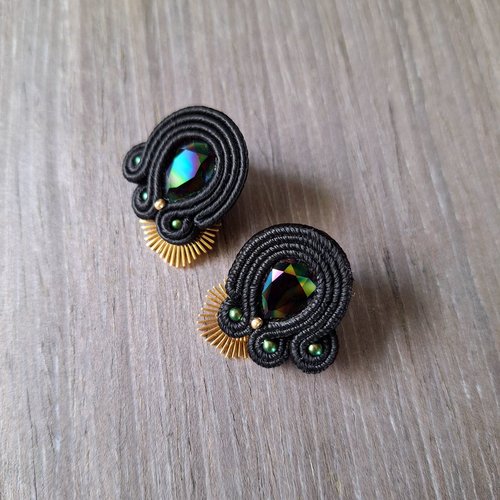 "aurore" boucles soutache, cristal swarovski et acier inoxydable