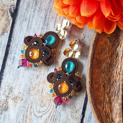 "catalina" boucles soutache, cristal swarovski, acier inox