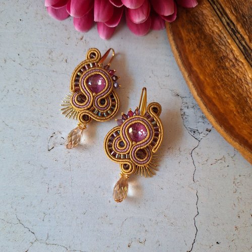 "rosie" boucles soutache, cristal swarovski et acier inox