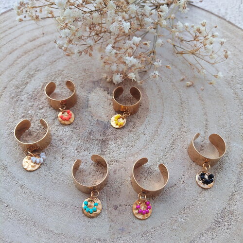 Bague breloque bohème hippie chic colorée ajustable