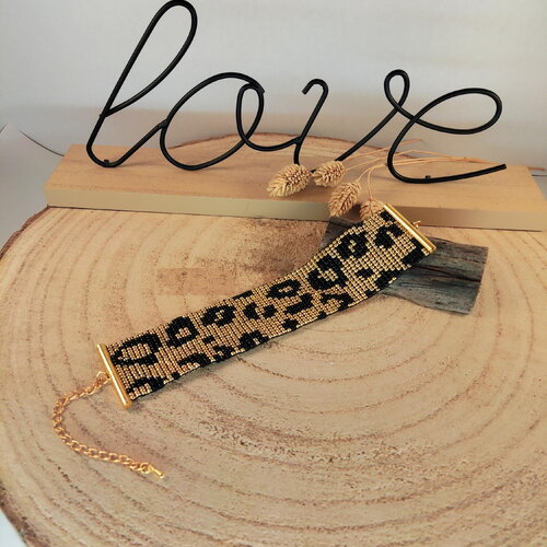 Bracelet manchette léopard