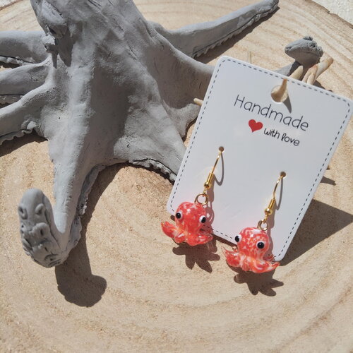 Boucles d'oreilles pieuvre en verre soufflé