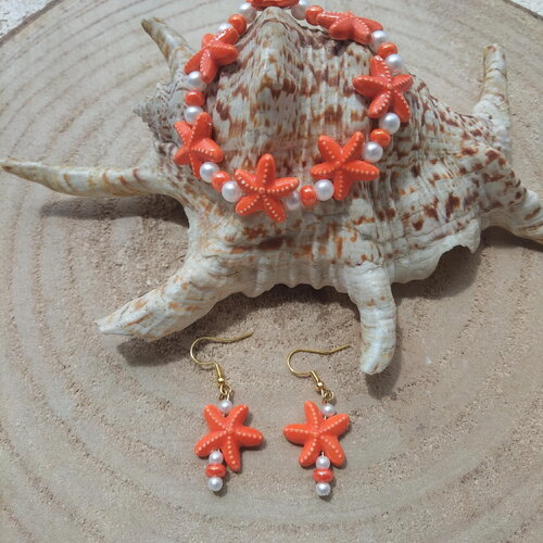 Bracelet et boucles d'oreilles étoile de mer