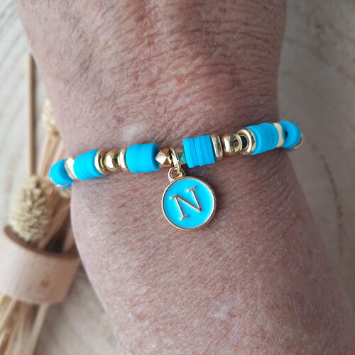 Bracelet initial bleu personnalisable