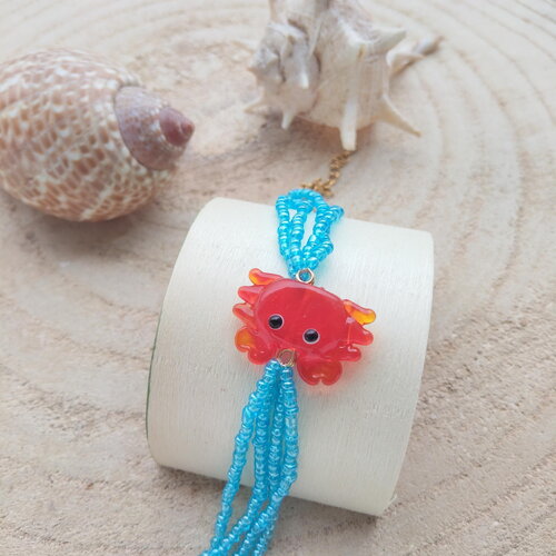 Bracelet multirangs avec petit crabe