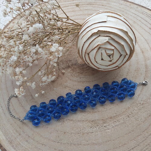 Bracelet bleu perles de verre