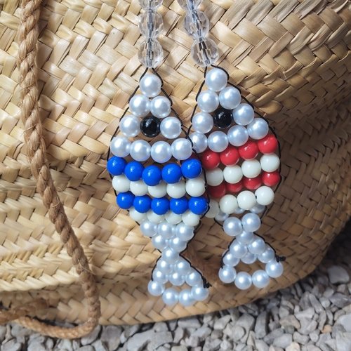 Bijoux de sac ou porte clé poisson marinière