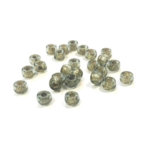 X25 soit 5 gr de perles style rocaille 4/0 (5 mm) transparent argenté