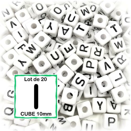 20 perles i alphabet 10 mm - perles lettres cube 10mm