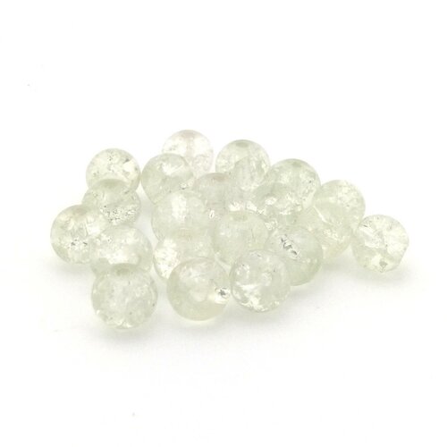 50 perles en verre craquelé 6mm blanc