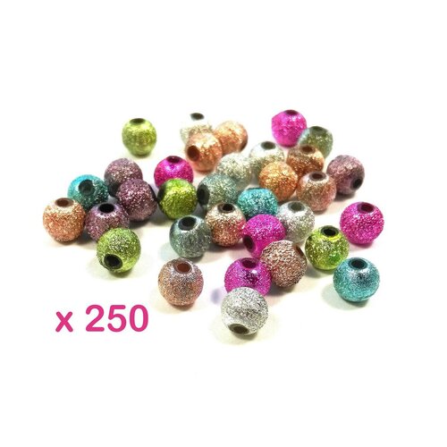 250 perles stardust 6 mm acrylique multicolores