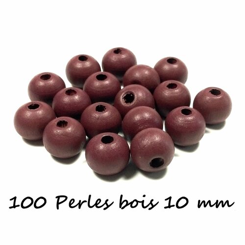 100 perles en bois 10 mm marron cacao
