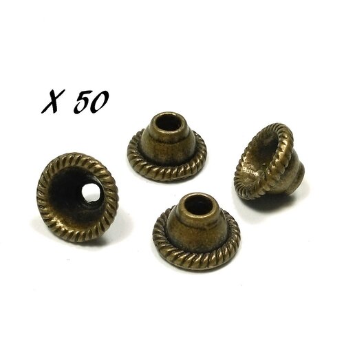 50 coupelles cones en metal couleur bronze 8 mm