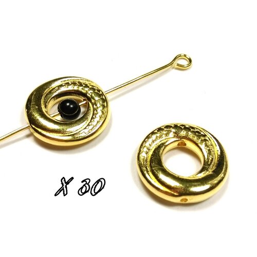 30 perles cadre spirale métal doré 15mm
