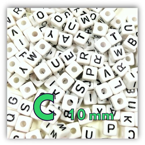1 perle alphabet cube 10mm - perle lettre c