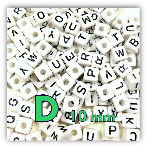 1 perle alphabet cube 10mm - perle lettre d