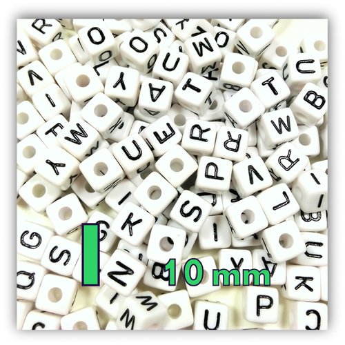 1 perle alphabet cube 10mm - perle lettre i