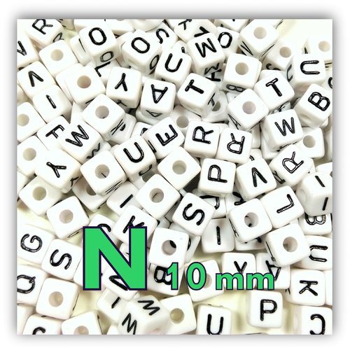 1 perle alphabet cube 10mm - perle lettre n